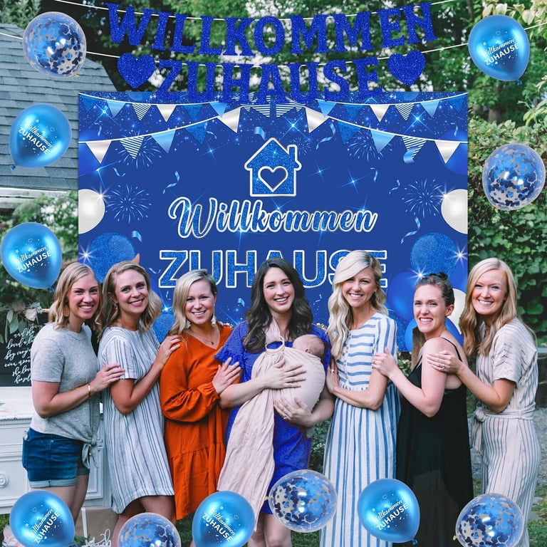 Willkommen Zuhause Deko Blau, Willkommen Zuhause Baby Junge Deko, Willkommen Zuhause Hintergrund Banner, Willkommen Zuhause Girlande für Willkommen Baby Boy Familienrückkehr Deko Set
