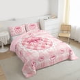 thumbnail image 4 of Feelyou Kawaii Bowknot Teens Bedding Comforter Set, Fashion Princess Ribbon Twin Comforter Sets, Fashion Pink Buffalo Reversible Bedding Set, Super Cozy Room Decor, 2pcs, 4 of 9