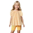 thumbnail image 2 of Hiiyo Infant Girls Clothes Set Summer Floral Short Puff Sleeve T-Shirt Shorts Set, 2 of 4