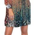 thumbnail image 4 of DYMADE Women Plus Size Splice Sequin Off Shoulder Print V-neck Dress, 4 of 4