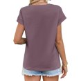 thumbnail image 5 of Women Summer Cap Sleeve Tank Top Crew Neck Solid Casual Basic Tee Shirt, 5 of 6