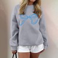 thumbnail image 2 of Sweatshirts for Women with Bow Print Round Neck Long Sleeve No Hood Pullover Baggy Casual tops 2025 Fall Winter (S, Gray), 2 of 5