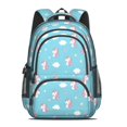 thumbnail image 2 of Unicorn and Head Blue Pattern Backpack for School, Cute School Bag with Adjustable Shoulder Straps and Padded Back, 16.9"x12.6"x5.9", 2 of 5