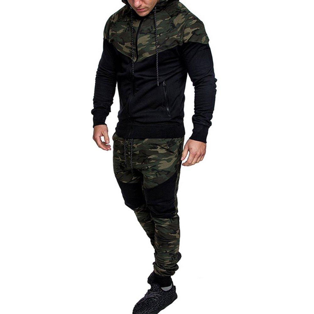 Eyicmarn Mens Sweatsuits 2 Piece Hoodie Tracksuit Casual Comfy Camo