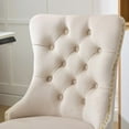 thumbnail image 3 of Chaise de Bureau pour Meubles, Chaise de Bureau Moderne Rembourrée en Velours Capitonnée à Boutons pour la Maison avec Base en Métal Doré, Chaise de Bureau Réglable Chaise de Bureau Pivotante, 3 of 5