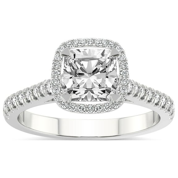 IGI Certified 1 Carat Cushion Shape Lab Grown Diamond Engagement Ring | 14K White Gold | Glowing Globe Halo Diamond Ring | FG-VS1-VS2 Quality Friendly Diamonds