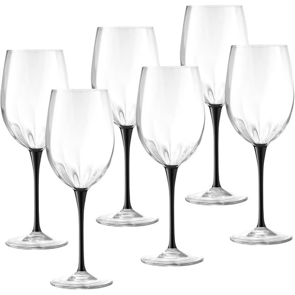 Barski Goblet - Red Wine Glass - Crystal Glass - Water Glass - Bold Black Stem - Stemmed Glasses - Set of 6 Goblets - 18 oz Made in Europe