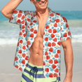 thumbnail image 7 of Pofeuu Strawberries Print Hawaiian Shirt for Men Sleeves Casual Button Down Summer Beach Dress Shirts T-Shirts,Small, 7 of 7