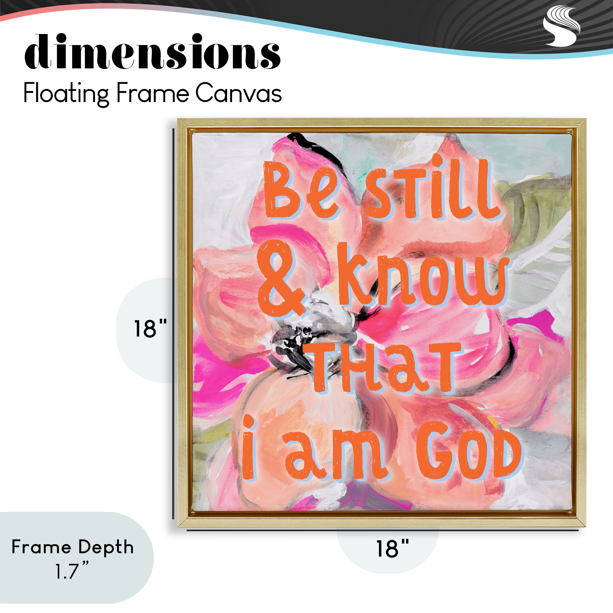 Stupell Industries Bright Be Still Scripture Gold Framed Floater Canvas Wall Art, design by Lanie Loreth
