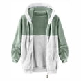 thumbnail image 5 of Tiqkatyck Winter Jackets for Women, Women's Fashion Casual Patchwork Hooded Zipper Plush Jacket with Pocket Fleece Jacket Women, Winter Coats for Women Mint Green XXXXXL, 5 of 5