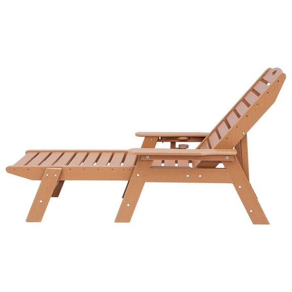Outdoor Chaise Lounge Chair 6 Position Adjustable Reclining Bench Lounger Brown - Heavy Duty HDPE Patio Pool Sunbed for Backyard, Beach, Balcony
