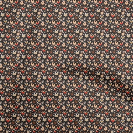 oneOone Cotton Flex Black Fabric Birds Rooster Sewing Material Print Fabric By The Yard 40 Inch Wide
