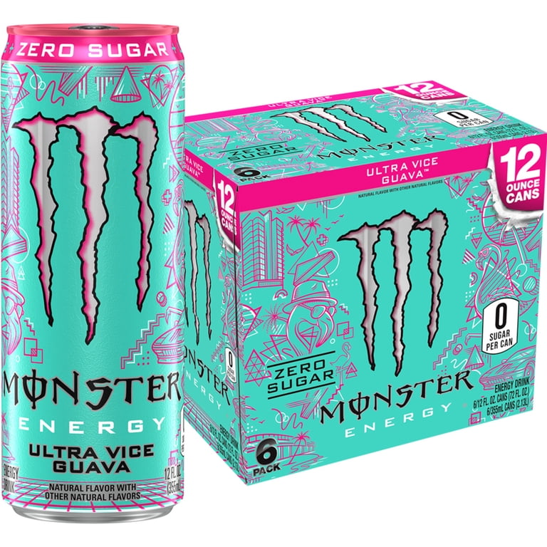 Monster Energy Ultra Vice Guava Energy Drink 6 Pack 16 Fl Oz
