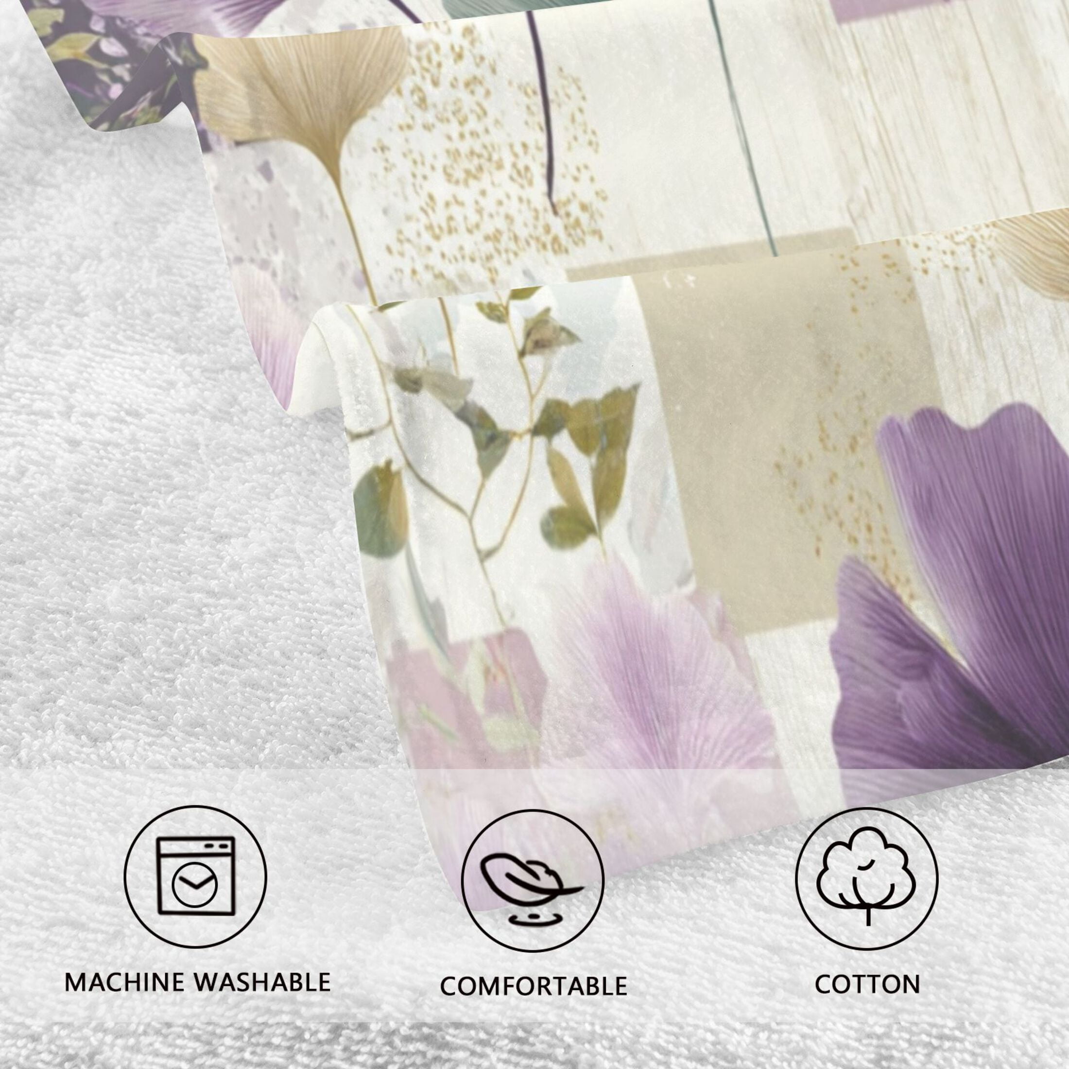 2 Pcs Hand Towels Sets Ginkgo Leaves and Petals Cotton Towel Set Absorbent Face Towel for Bathroom Kitchen Shower Hotel Decor