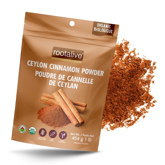 Rootalive Organic Ceylon Cinnamon Powder 454g (1lb) with Antioxidants, Vegan and Gluten-Free