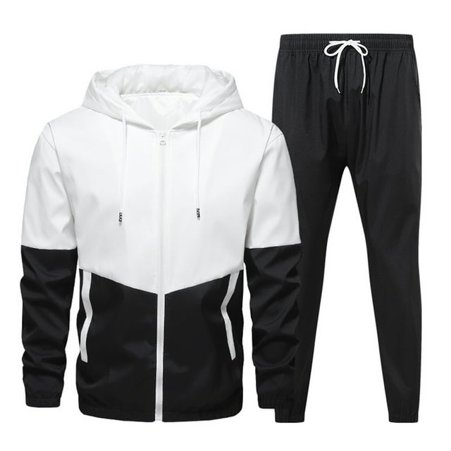 RKSTN Jackets for Men Splicing Zipper Sweatshirt Pants Sets Sports Suit Tracksuit Fall and Winter Long Sleeve Jacket Coats