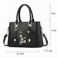 thumbnail image 3 of Women Fashion Embroidered Flower Handbag Solid Color Crossbody Shoulder Bag Top Handle Satchel Messenger Bags, 3 of 5