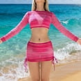 thumbnail image 7 of Pincandy Womens Four Piece Bikini Swimsuit Set Mesh Long Sleeve Cover Up Padded Wireless Stretchy Quick Dry Breathable for Beach Pool Vacation Summer Wear, 7 of 7