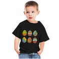 thumbnail image 4 of REORIAFEE Toddler Kids Boys Girls Easter Shirts for Boys Tee Shirts Colored Eggs Print Blouse Round Neck Tops Short Sleeve Pullover Summer Fashion Clothing 2024 Black, 4 of 4