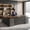 78.71" Deep Walnut & Black, variant on 71" L-Shaped Executive Desk with Electric Height Adjustment, Power Outlets, File Cabinet, Storage & Privacy Panel, Light Walnut & White
