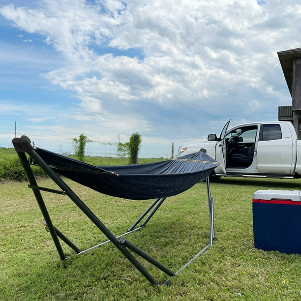 Tranquillo Uniki Collapsible Hammock Stand Folding Camping Hammock and Stand 550 lbs Capacity Double Hammock Stand for 2 Persons Heavy Duty Folding Hammock Quick Assembly Aegean Walmart