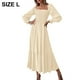 thumbnail image 2 of Vestido largo cruzado de manga larga para mujer, escote cuadrado, cintura alta, vestidos de fiesta de cóctel, 2 of 6