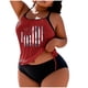thumbnail image 1 of Traje de baño de moda para mujer, de talla grande, con estampado, con cojín en el pecho y sin soporte de acero, holgado, con cordón ajustable, dividido., 1 of 5