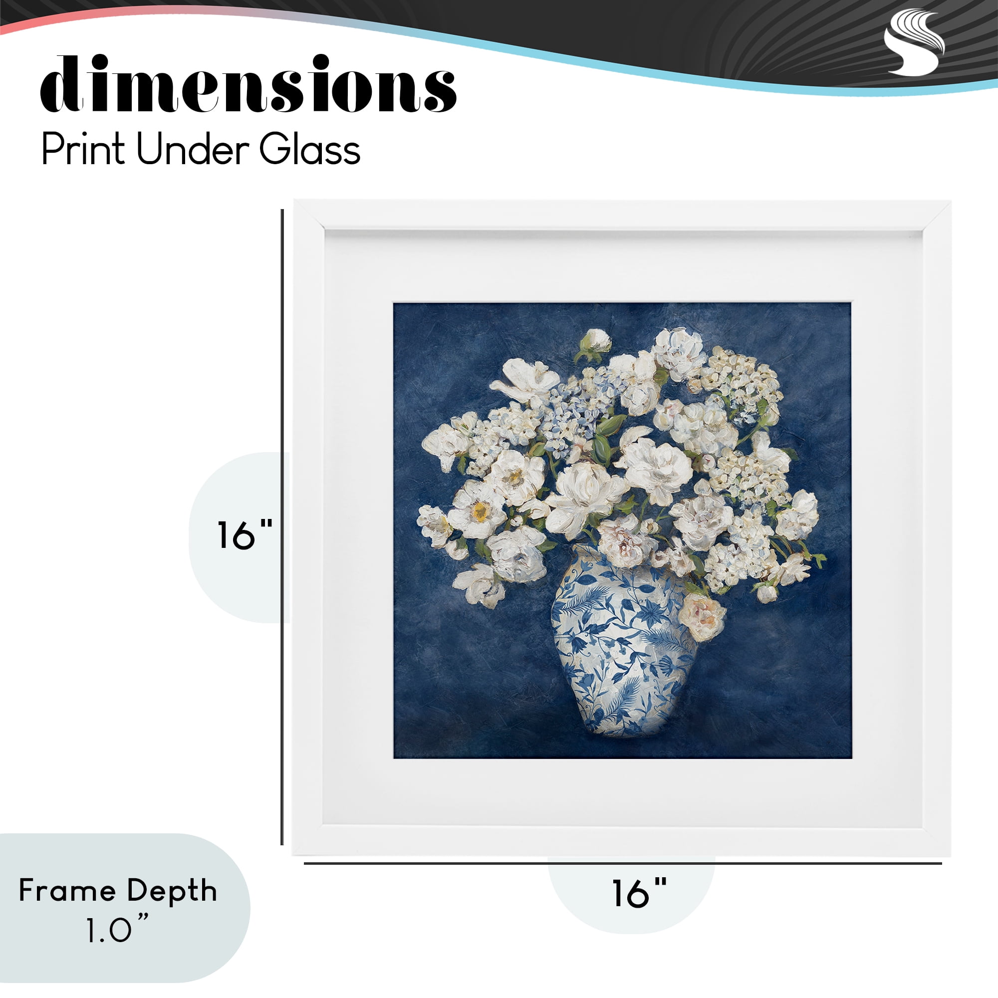Stupell Industries Classic Blue Chinoiserie Vase White Framed Print Under Glass, design by Charlene Olson