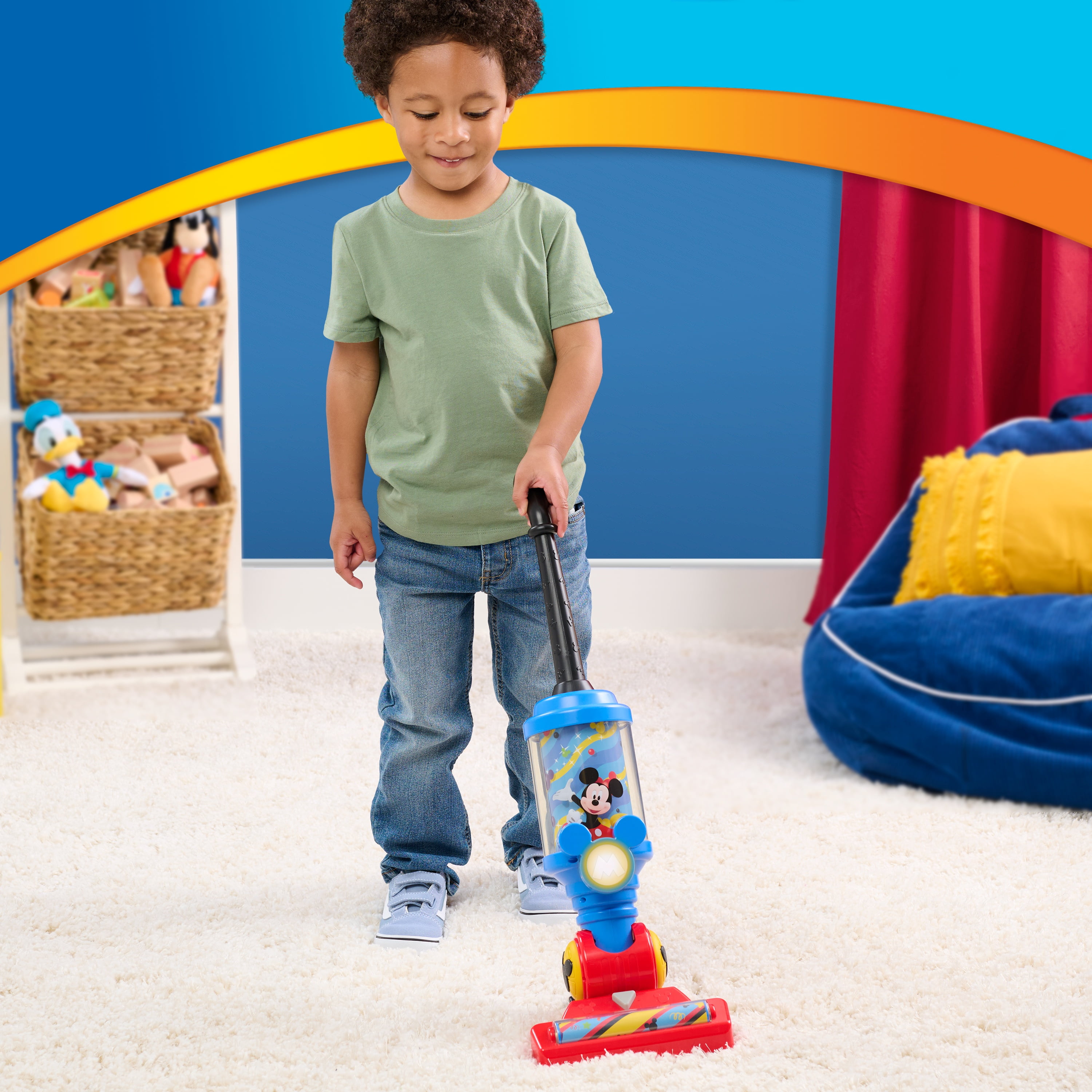 Disney Jr. Mickey Mouse Clubhouse 24-inch Rev-Up Vacuum with Lights & Sounds, Kids Ages 3 and up