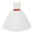 thumbnail image 2 of Ekidsbridal Girl Wedding Flower Girl Dress - V-Back Ivory Lace Tulle with Bow Sash 212noFT-A (Size: 2-10), 2 of 3