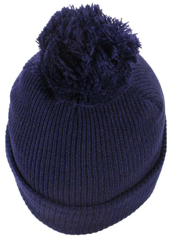 Best Winter Hats Quality Rib Knit Solid Color Cuffed Hat W/Pom Pom - Navy - image 3 of 3