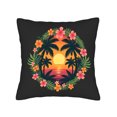 thumbnail image 4 of Tropical Sunset Throw Pillow Covers - Set of 2 18x18in Cushion Cases with Palm Trees Ocean and Colorful Floral Design for Couch Bed Car, 4 of 8