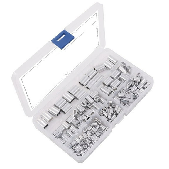 210Pcs Aluminum Double Barrel Ferrule Crimping Loop Sleeve 6 Sizes For Wire Rope And Cable