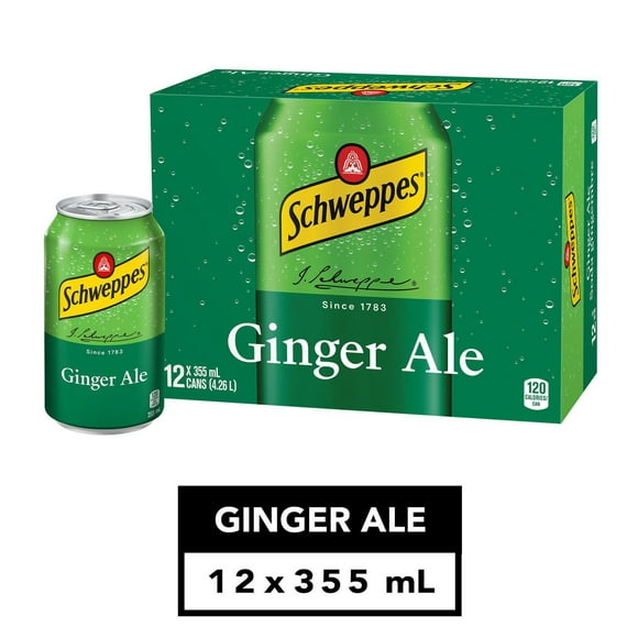 Schweppes Ginger Ale, 12 x 355 mL cans, 12x355mL