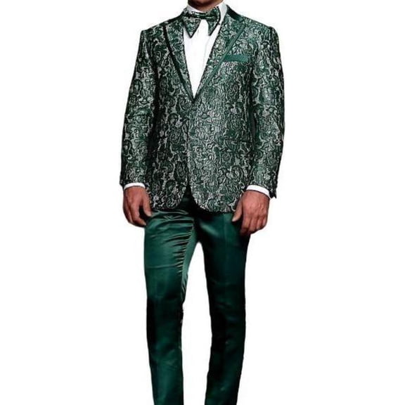 Men Insomnia Manzini Blazer Stage Performer Singer Prom MZN137 Green Lace Design