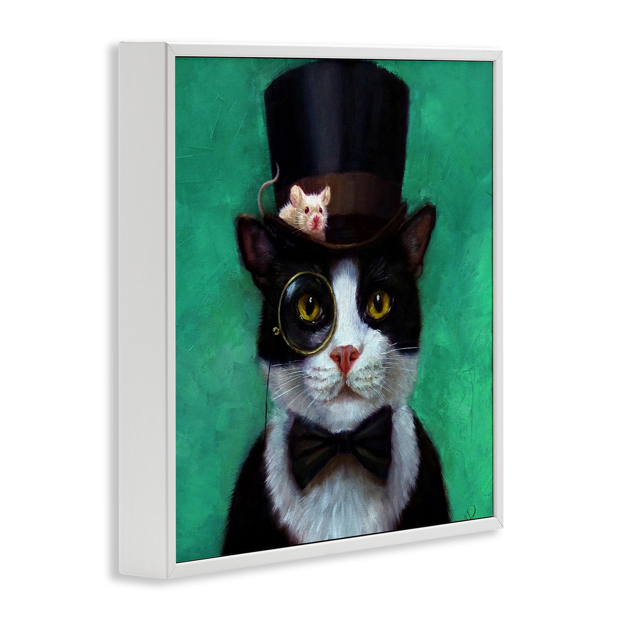 Stupell Industries Good Sir Top Hat Cat Animals & Insects Painting White Framed Art Print Wall Art, 17 x 17