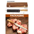 thumbnail image 6 of YOUSUNLONG Sujihiki Slicing Knife - 8 Inch Sashimi Sushi Knife - Handmade Copper Damascus Steel - Japanese Yanagiba Carving Knives Ultra Sharp - Naturel Burl Wooden Handle with Leather, 6 of 7