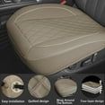 thumbnail image 2 of Autoking Cover Leather Front Car Seat Cover, Anti-Slip and Full Wrap Driver Car Seat Protectors with Storage Pocket, Luxury Bottom Auto Seat Cushion (Beige), 2 of 7