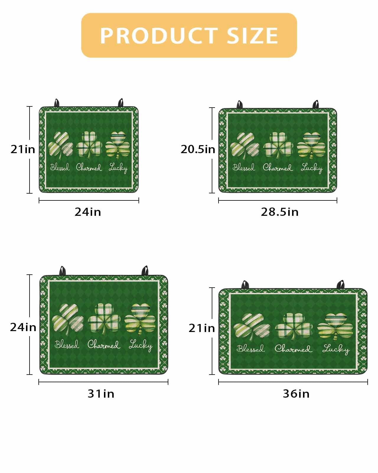 Large Induction Cooktop Protector Mat St.Patrick's Day Shamrock Stove Top Covers for Electric Stove, Green Lucky Leaf Farm Plaid Decorative Stove Burner Cover Mats, Glass Top Stove Cover