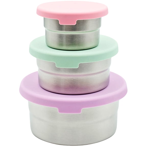 WeeSprout Stainless Steel Food Storage Containers, Leakproof Silicone Lids, BPA-Free - Set of 3