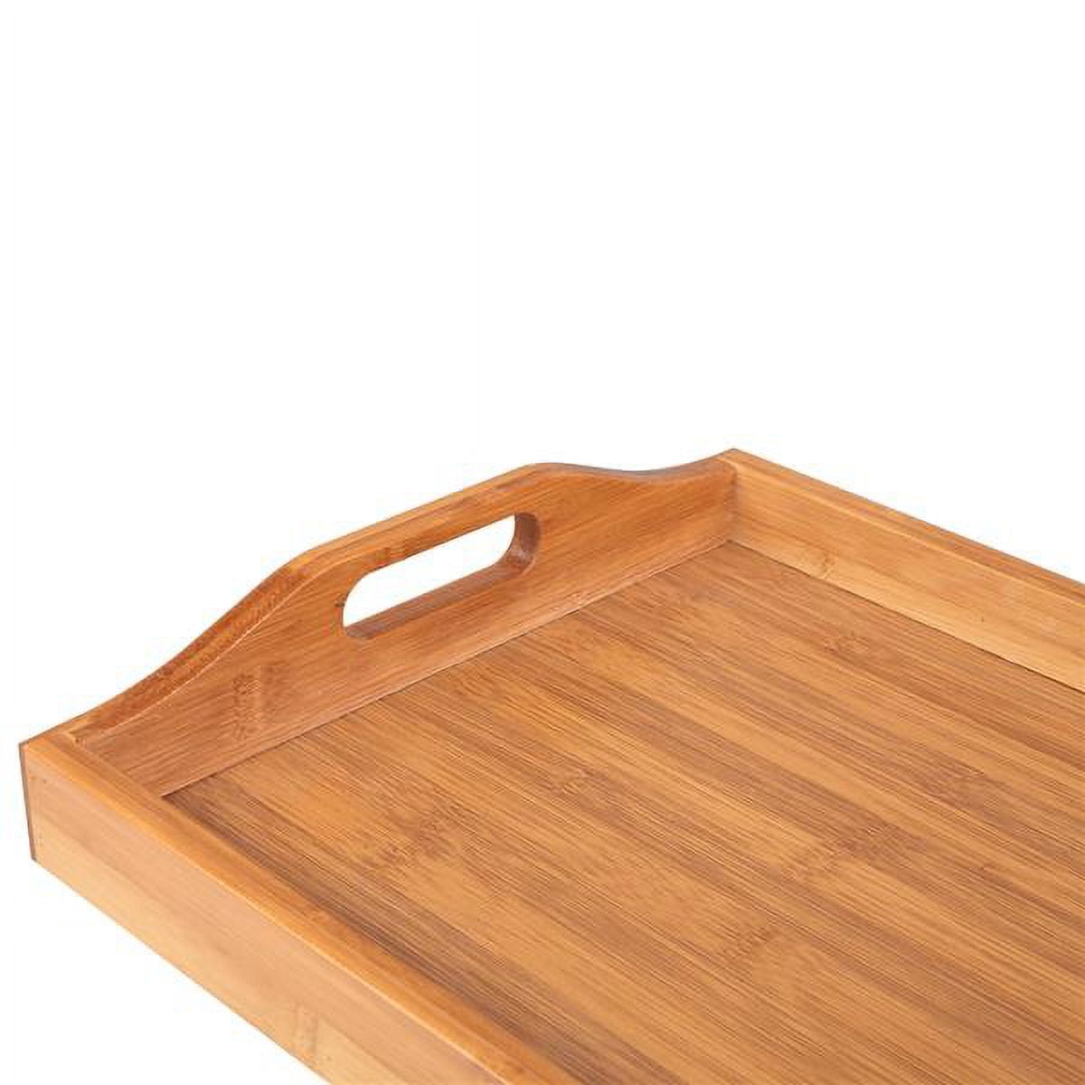 Santentre Serving Tray with Handles 15x10 Coffee Table Tray Decorative Tray for Home Decor Food Tray for Eating on Couch,Bamboo Serving Trays for