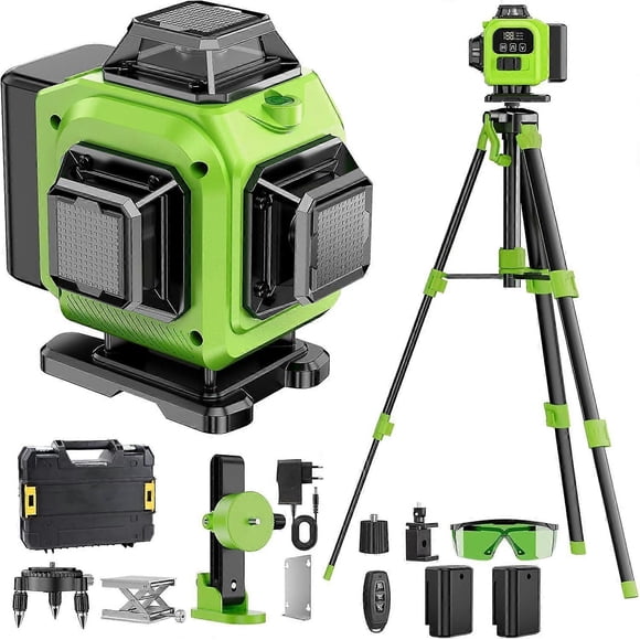 Niveau Laser Autonivelant 360 x 4 pour Chantiers de Construction, Niveaux Laser 4D avec 16 Lignes Laser, Mode Autonivelant et à Impulsions pour Usage Extérieur, Automatique