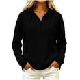 thumbnail image 2 of Quarter Zip Pullover wWomen Waffle Knit Long Sleeve Drawstring Casual Sweatshirt Hooded Tops, 2 of 7