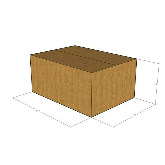 15x11x7 Kraft Brown Corrugated Shipping Boxes, 32 ECT Single-Wall, Qty 75