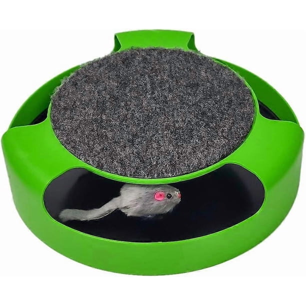 Interactive Cat Toy, Mouse Catching Cat Toy With A Running Mouse And A Scratching Mat, Quality Kitten Toy, Green
