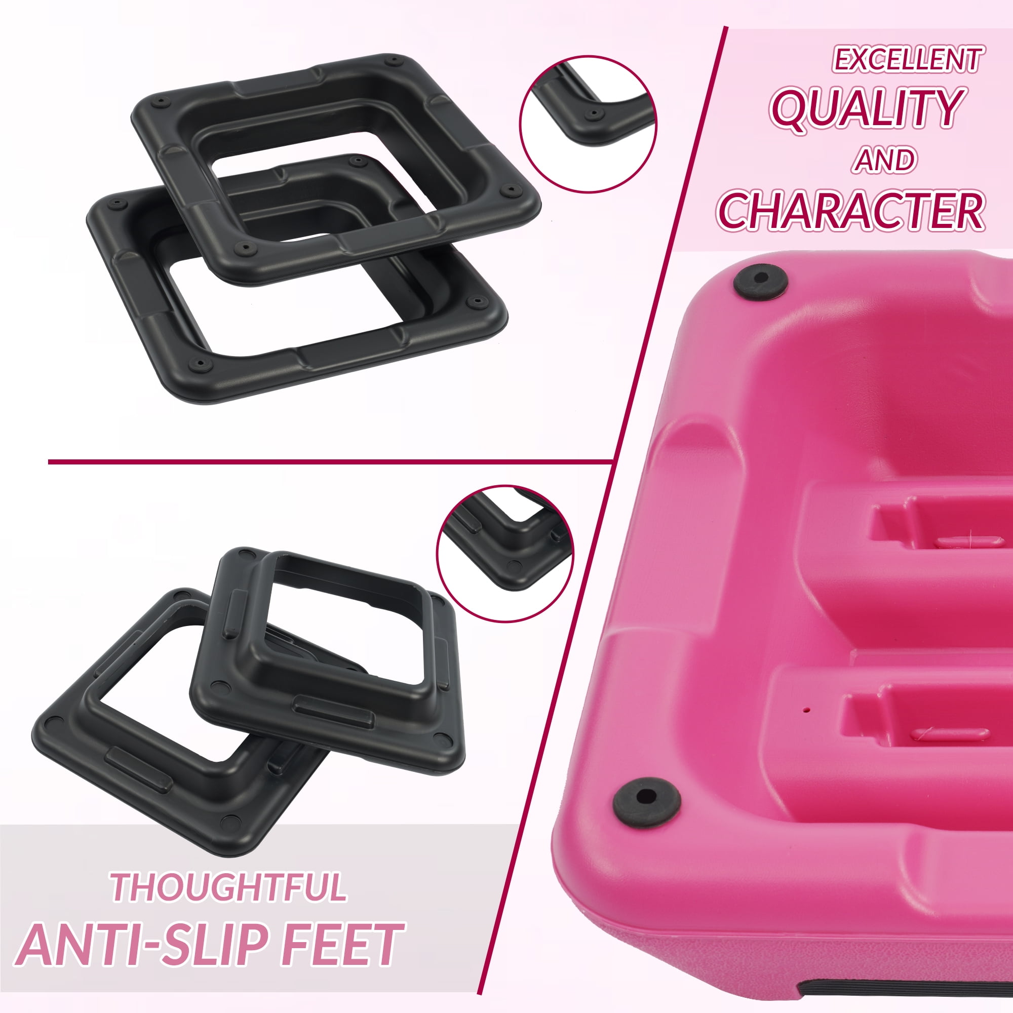 Signature Fitness Adjustable Aerobic Step Platform with 4 Risers, Non-Slip Stepper for Home Gym Workouts – 16", 28", 43", Pink/Blue/Gray