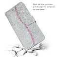 thumbnail image 5 of Allytech for iPhone 14 Plus Case (6.7 inch) 2022, Luxury Bling Glitter Sparkly PU Leather Shockproof TPU Anti-Scratch Flip Card Slots Wallet Stand Case with Hand Strap, Silver, 5 of 6