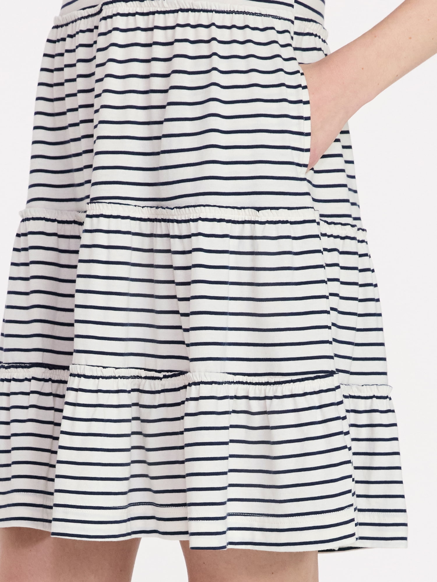 Time and Tru Women's and Women’s Plus Cotton Swing Dress with Short Sleeves, Sizes XS-4X