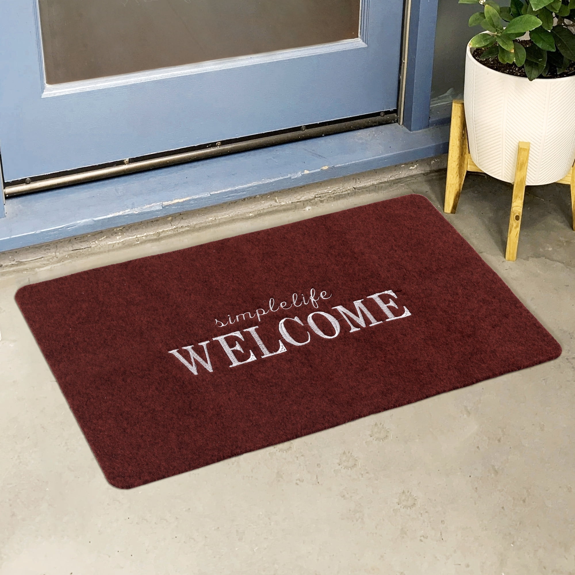 REGALWOVEN Door Mat Non Slip Indoor Outdoor Doormats for Front Door Welcome Red 20" x 32"