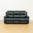 thumbnail image 2 of 82 Inch Modern Bonded Leather 3 Seater Sofa Couch With 2 Cup Holders And Two Recliner Chaise,Recliner Sofa With Padded Armrest For Living Room,Dorm Black, 2 of 9
